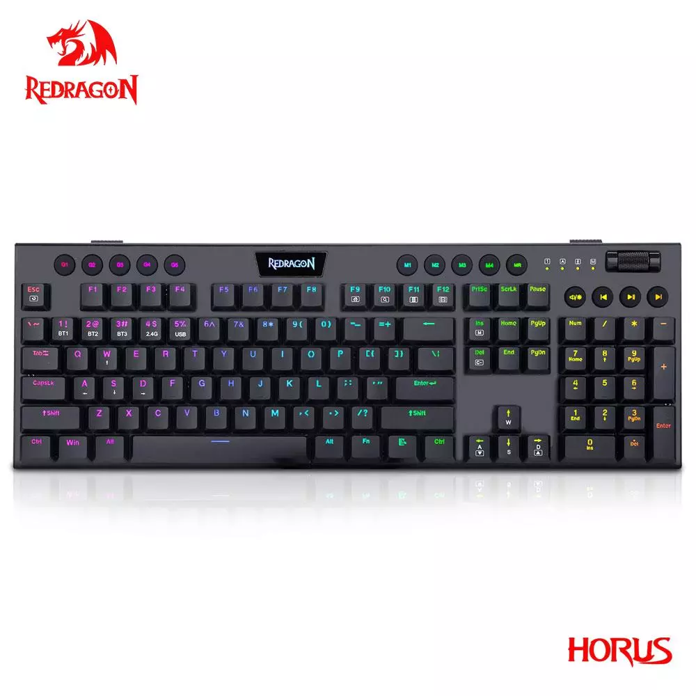 Teclado mecânico REDRAGON Horus K618 RGB suporta Bluetooth 5.0 sem fios USB 2.4G