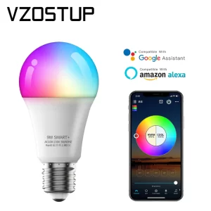 Lâmpada RGBW LED E26 E27 110V 220V 9W 10W com Alexa e Google