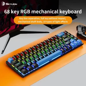 Teclado mecânico com fio SKYLION K68 10 tipos de iluminação