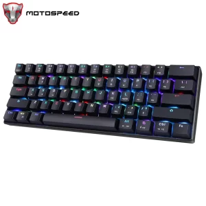 Teclado Mecânico Motospeed ck61, 61 teclas, RGB retroiluminado, com fio.