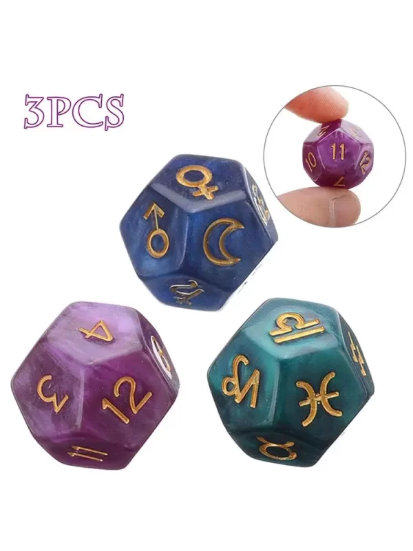 Dados de Astrologia, 3 pçs, 12 lados. - Image 2
