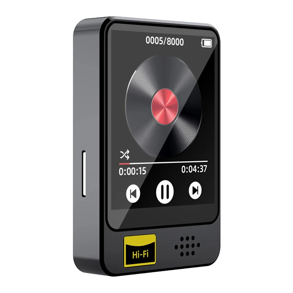 MP3 Player de alta fidelidade, 1.8 Polegada de ecra, bluetooth compatível 5.2, alto-falante.