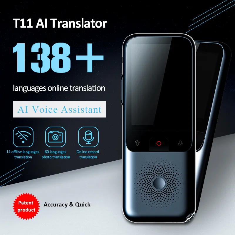 Tradutor de áudio portátil T11 138, AI inteligente, offline em tempo real.