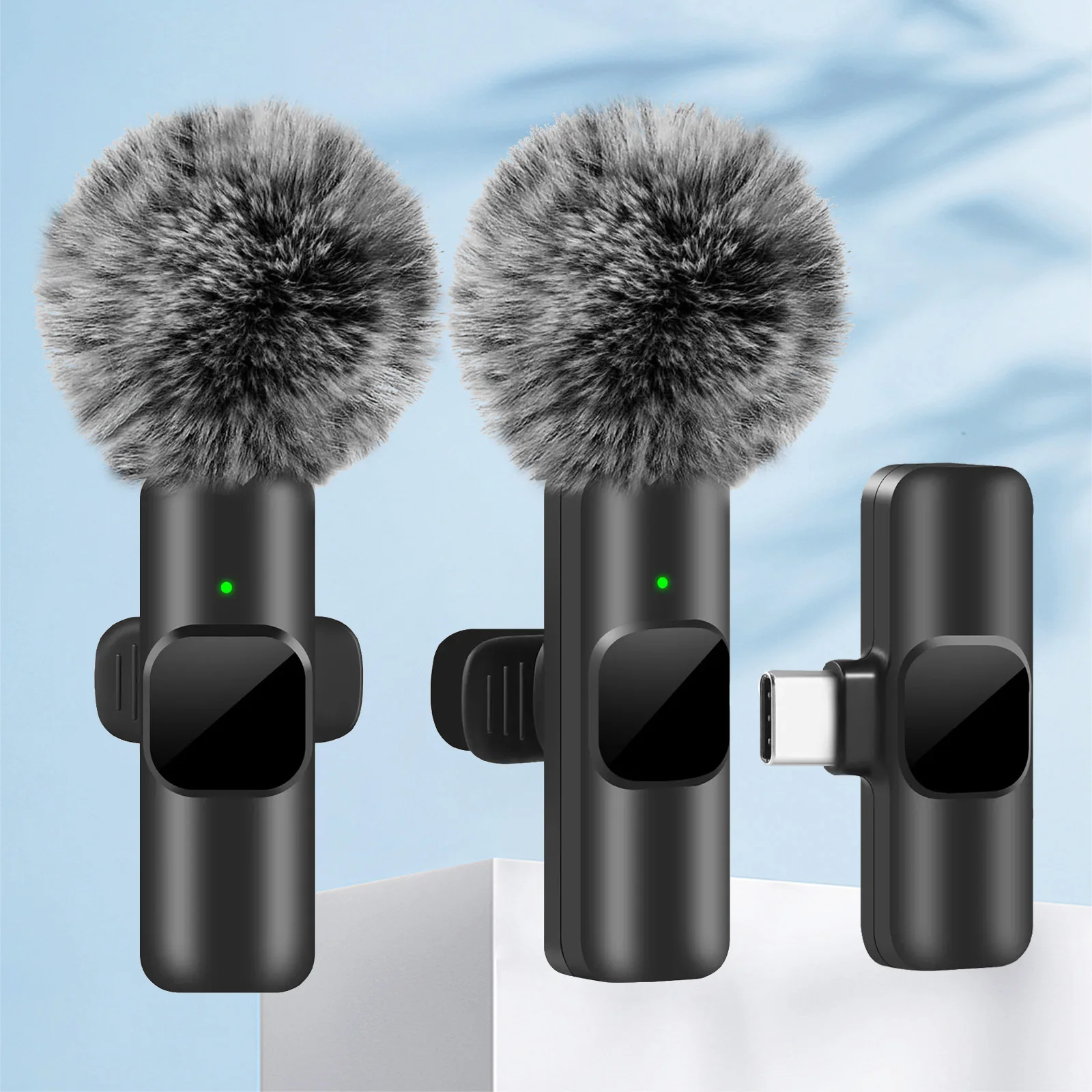 Microfone de lapela sem fios, gravação de áudio e vídeo, mini microfone para telemóvel.