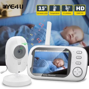 Monitor de bebé com vídeo de 3,5'', 2,4 G, áudio bidirecional, visão noturna com ecrã de visualização de temperatura.