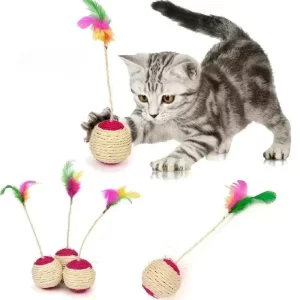 Brinquedo para gato de sisal para coçar, bola de treinamento, brinquedo interativo.