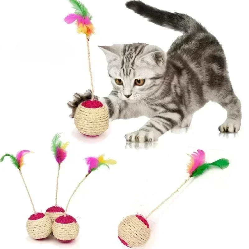Brinquedo para gato de sisal para coçar, bola de treinamento, brinquedo interativo.