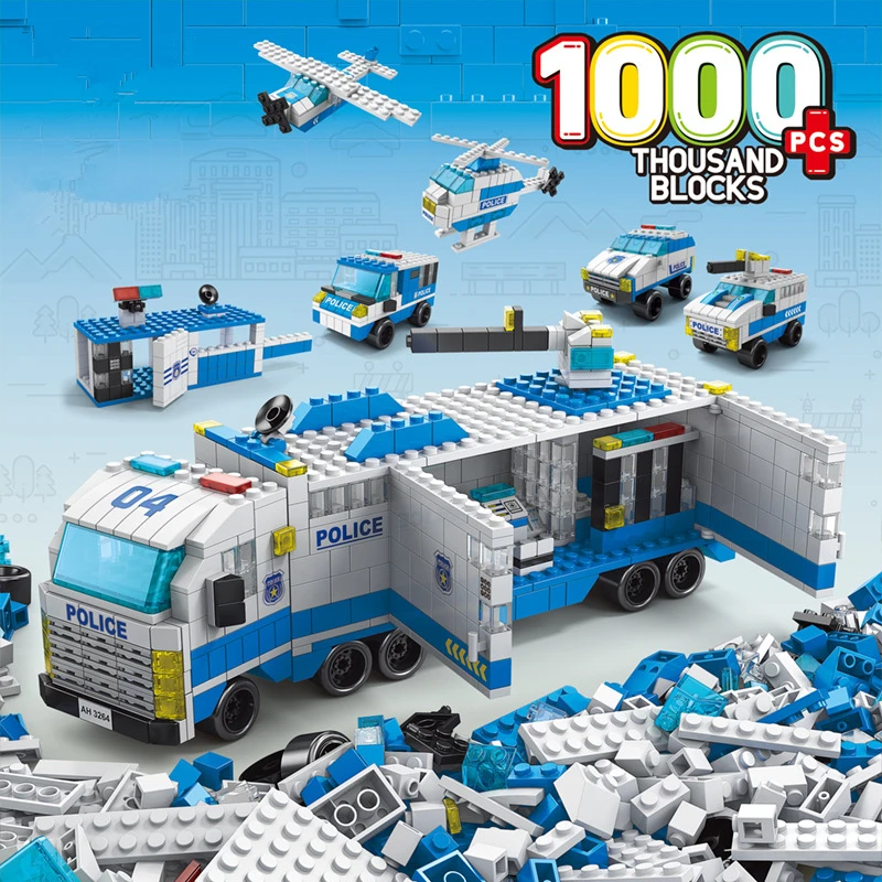 6 em 1 Vários veiculos de Lego, carro de polícia, camião.