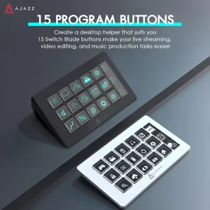 AJAZZ AKP153E Stream Deck com fio Mini teclado visual,  consola multifunções com 15 teclas macro personalizadas.