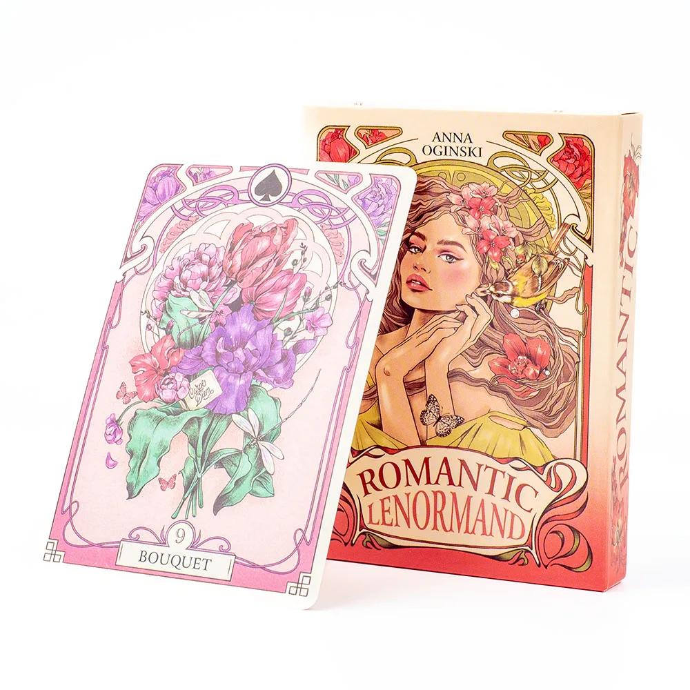 Baralho de Tarot Romântico Lenormand com 37 Cartas, Versão Completa em Inglês, Oráculos para Jogos de Tabuleiro Femininos, 10,2 x 7,2 cm
