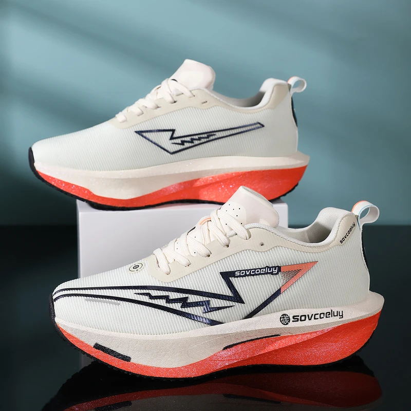 Ténis de corrida com placa de carbono, modelo especial para maratona, para homem, desportivo, respirável, leve e confortável, com sola antiderrapante.