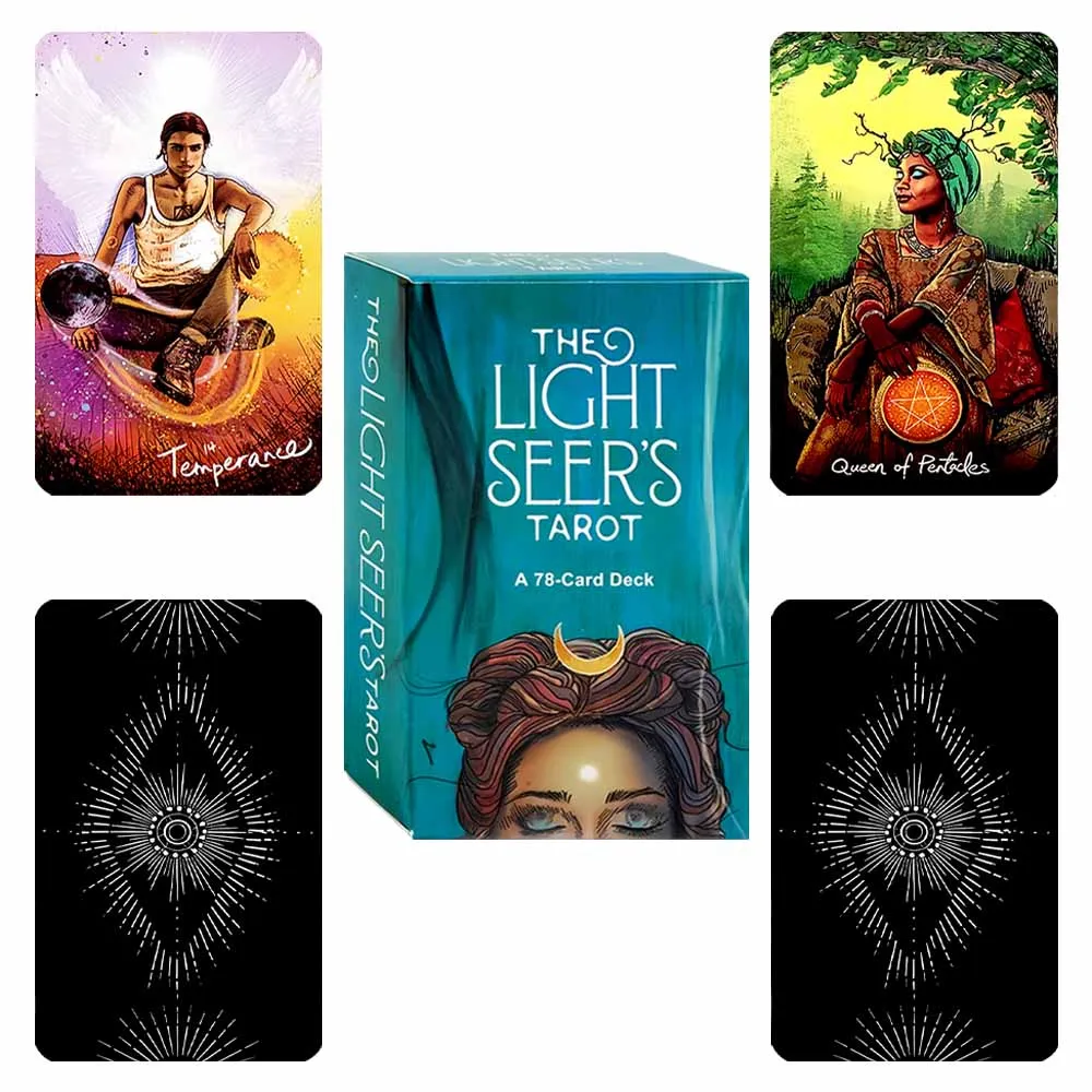 Jogo de Tarot Light Prophet com 78 cartas, 10,3 x 6 cm, em inglês, para adivinhação e previsão do futuro em família e festas. Ideal para jogos de tabuleiro.